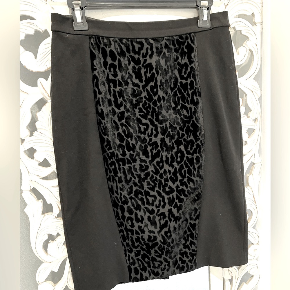 Ann Taylor Black Animal Print Pencil Skirt